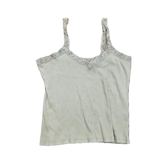 Vtg Deb Lace Trim Cami Tank Womens 1X Sage Green Fairycore Cottage Y2K Preppy - Picture 1 of 8
